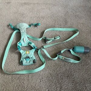 RuffWear Teal Dog Harness, Collar and Leash Combo